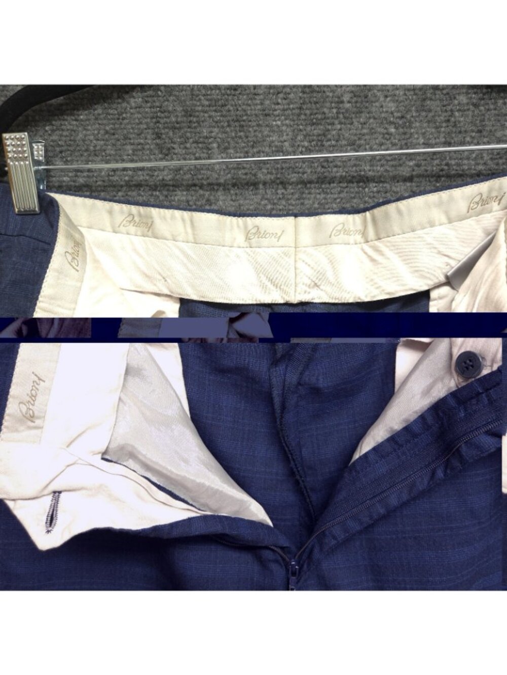 Brioni Dress Pants Mens 36x28 Blue Windowpane Check Distressed - Picture 10 of 11